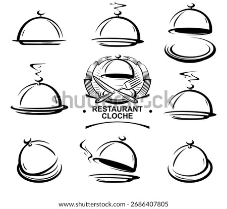 Cloche restaurant set. Collection icon Cloche restaurant. Vector