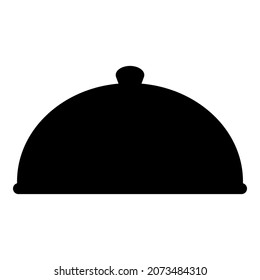 Cloche serving dish Restaurant cover dome plate covers to keep food warm Convex lid Exquisite presentation gourmet meal Catering concept icon black color vector illustration flat style simple image