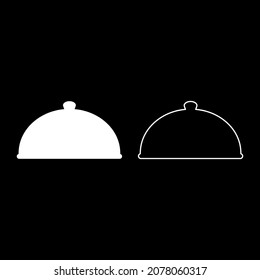 Cloche serving dish Restaurant cover dome plate covers to keep food warm Convex lid Exquisite presentation gourmet meal Catering concept icon white color vector illustration flat style simple image