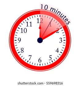 Clock 10 Minutes To Go Vector Illustration