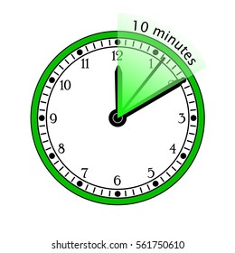 Clock 10 Minutes To Go Vector Illustration