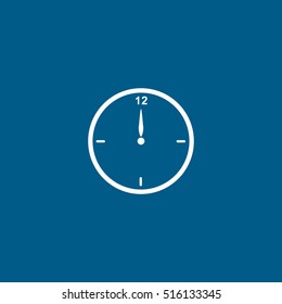 Clock 12 Christmas New Year Flat Icon On Blue Background