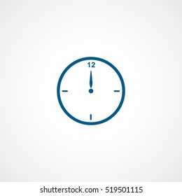 Clock 12 Christmas New Year Blue Flat Icon On White Background