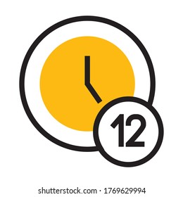 reloj con un icono de 12 números sobre fondo blanco, medio color estilo, ilustración vectorial