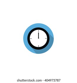 Clock At 12:00 Noon Or 0:00 Midnight Flat Blue Icon Clock