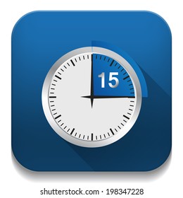 Clock 15 Minutes To Go With Long Shadow Over App Button