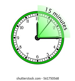 Clock 15 Minutes To Go Vector Illustration