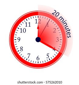 Clock 20 Minutes To Go Vector Illustration