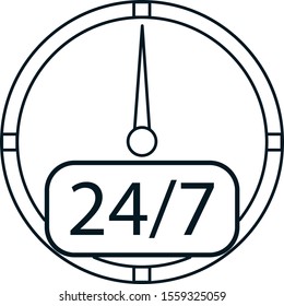  Clock 24 7 icon. Simple illustration of clock 24 7 vector icon for web