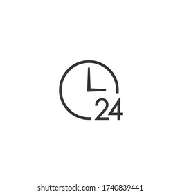 Icono de reloj 24, símbolo de tiempo, ilustración aislada de vectores.