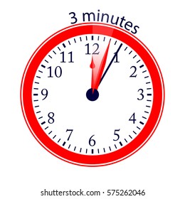 Clock 3 Minutes To Go Vector Illustration