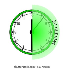 Clock 30 Minutes To Go Vector Illustration