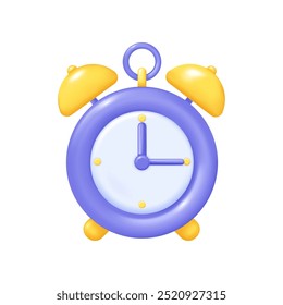 Reloj 3d realista, icono de Ilustración vectorial de reloj de alarma vintage. Cronómetro del cronómetro del concepto del negocio, plazo o muestra de la cuenta regresiva, maqueta de la interfaz de la bola, muestra despierta