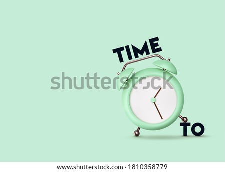 Clock 3d Vector. Alarm clock realistic of plastic in soft pastel colors. Time to the watch. vector illustration