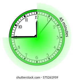 Clock 45 Minutes To Go Vector Illustration