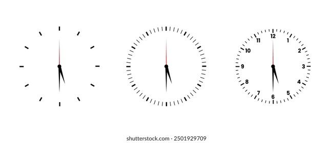 clock 5 30 minimalist clock icon symbol set vector illustration