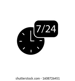 Clock 7/24 contact icon. Simple connection sign icons for ui and ux, website or mobile application