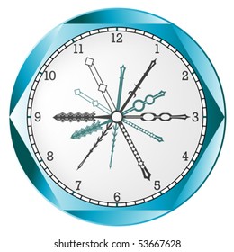 clock abstract, isolated on white background; vector art illustration