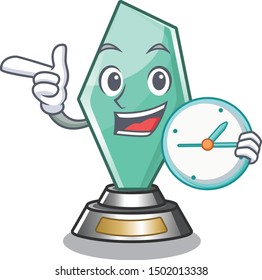 With clock acrylic trophy isolated with the mascot
