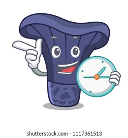 With clock actarius indigo mushroom character cartoon