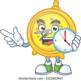 With clock alarm clock cartoon character with mascot