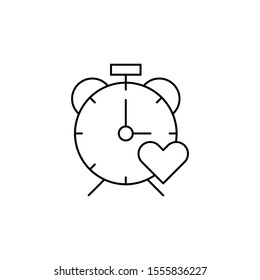 Clock, alarm, heart icon. Simple line, outline vector of icons for ui and ux, website or mobile application