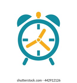 clock alarm icon flat color on white background