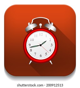 Clock Alarm icon With long shadow over app button