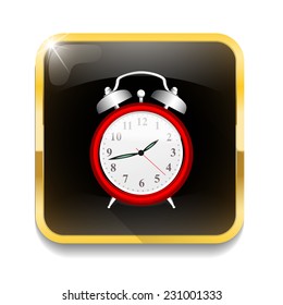 Clock Alarm icon With long shadow over app button