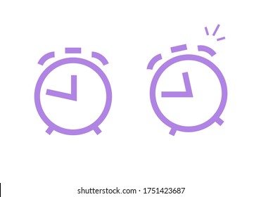 Clock alarm icon set vector line outline art or watch ringing for wake up time pictogram and logo idea symbol isolated on white clipart modern design