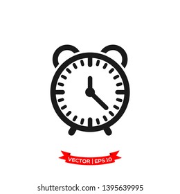 clock alarm icon in trendy flat design 