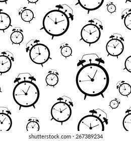 Clock Alarm Icon Vector Illustration Seamless Pattern Background EPS10