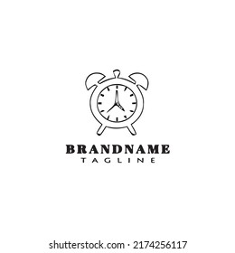 Cartoon-Design-Vorlage für Uhr oder Wecker-Logo, schwarz, moderne einzelne Vektorgrafik