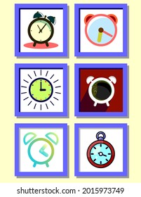 clock alarm logo icon pack collection iin frame