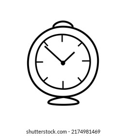 Clock alarm, mechanical watches vector doodle illustration, isolate on white