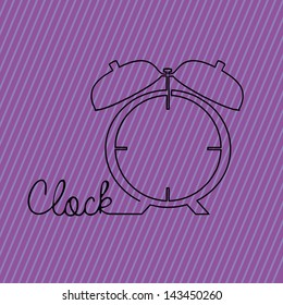 clock alarm over purple background. vector illustration