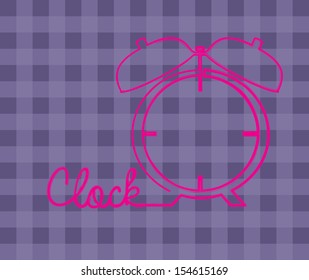 clock alarm over purple background. vector illustration