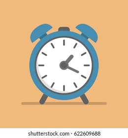 Clock alarm with shadow in a flat design