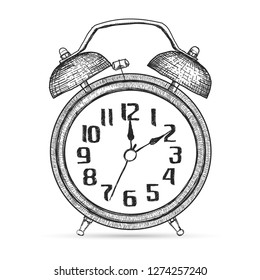 clock alarm sketch hand draw on white background