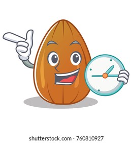 With clock almond nut character cartoon