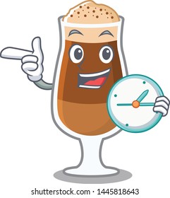 With clock americano cafe isolated with the mascot