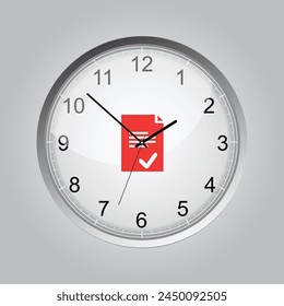 clock, analog clock, clock and document, document in clock