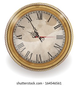 Clock antique in gold  frame