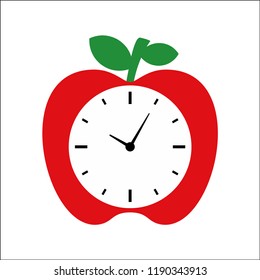 Clock Apple vector illustration design - Time circle alarm with apple designs tempalet