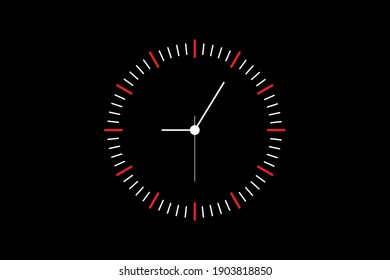 Clock application on dark background. Digital countdown app, user interface kit, mobile clock interface. UI elements, 3D illustration