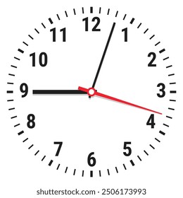 Reloj con números arábigos. Reloj simple aislado en el fondo blanco. Ilustración vectorial, EPS10