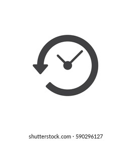 Clock with arrow around icon vector, filled flat sign, solid pictogram isolated on white. History symbol, logo illustration. Pixel perfect