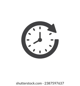 Clock and arrow around vector icon. filled flat sign for mobile concept and web design. Running Out of Time glyph icon. Symbol, logo illustration. Vector graphics