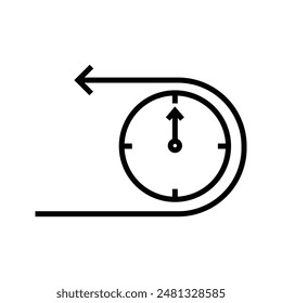 Clock with arrow back symbol, back in time, countdown icon vector
