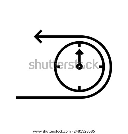 Clock with arrow back symbol, back in time, countdown icon vector